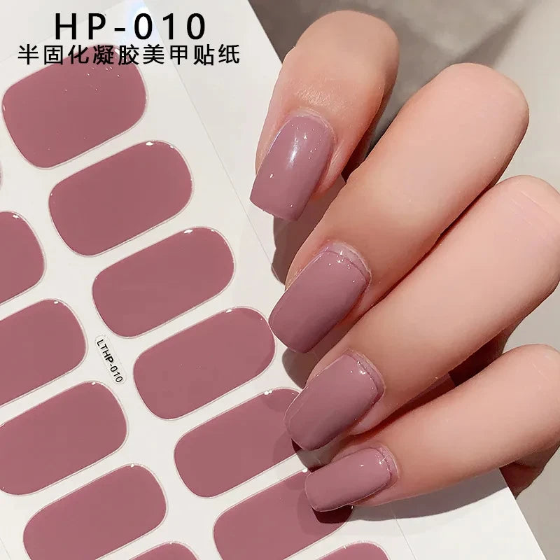 Black White French Gel Nail Wraps Sticker Semi-Cured Glitter Powder French Gel Nail Strips Long-Lasting LED Lamp UV Gel Slider