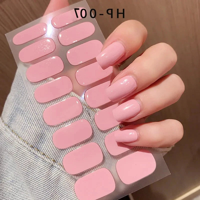 Black White French Gel Nail Wraps Sticker Semi-Cured Glitter Powder French Gel Nail Strips Long-Lasting LED Lamp UV Gel Slider