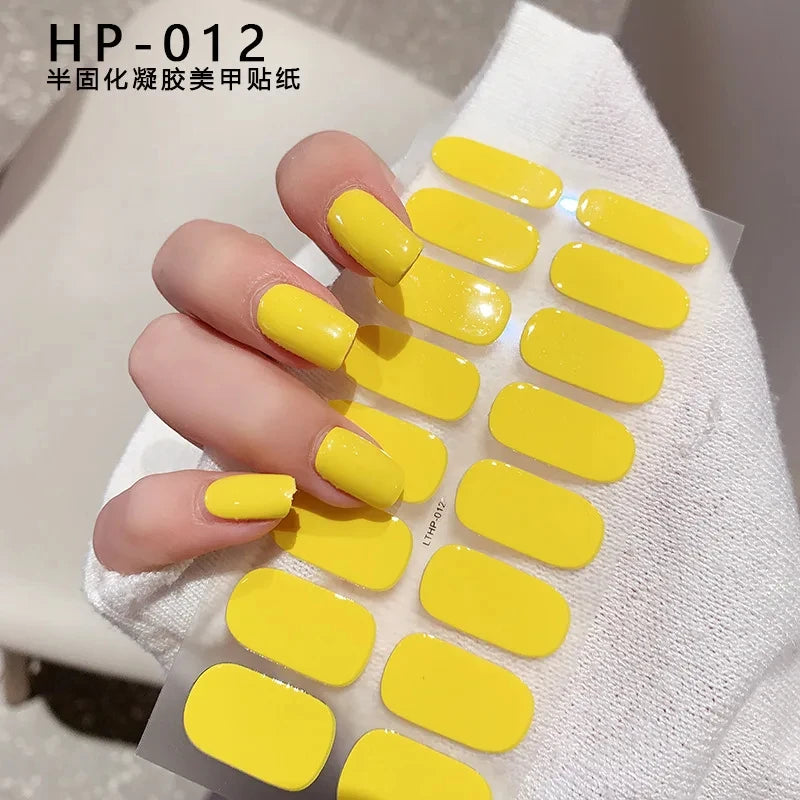 Black White French Gel Nail Wraps Sticker Semi-Cured Glitter Powder French Gel Nail Strips Long-Lasting LED Lamp UV Gel Slider