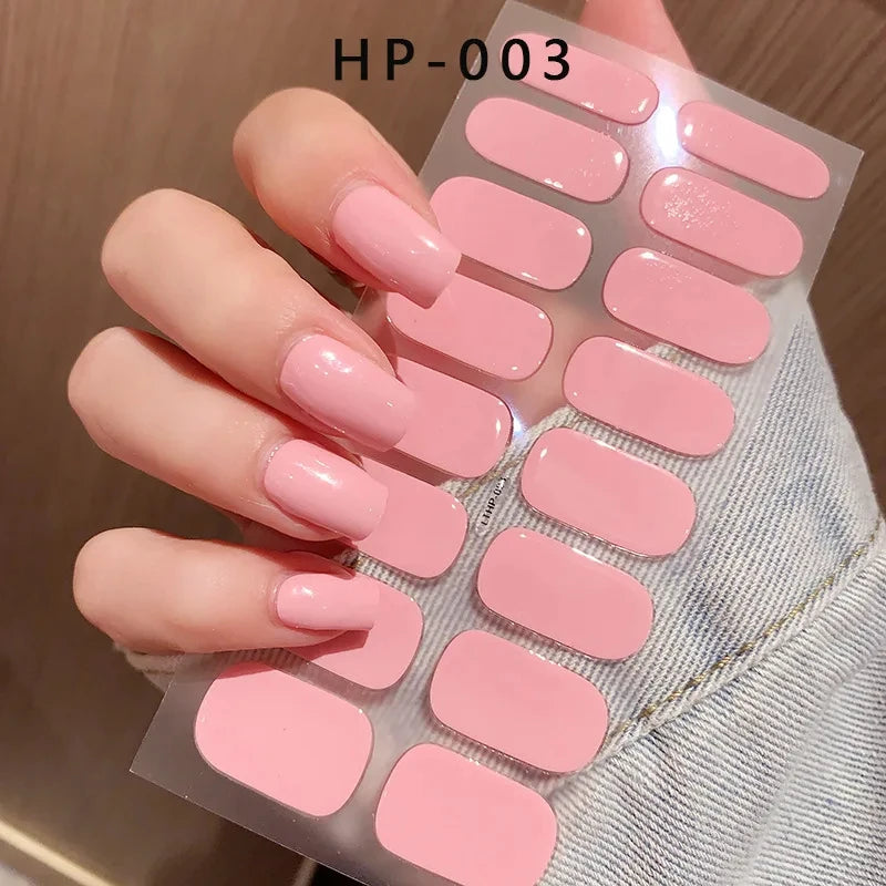 Black White French Gel Nail Wraps Sticker Semi-Cured Glitter Powder French Gel Nail Strips Long-Lasting LED Lamp UV Gel Slider