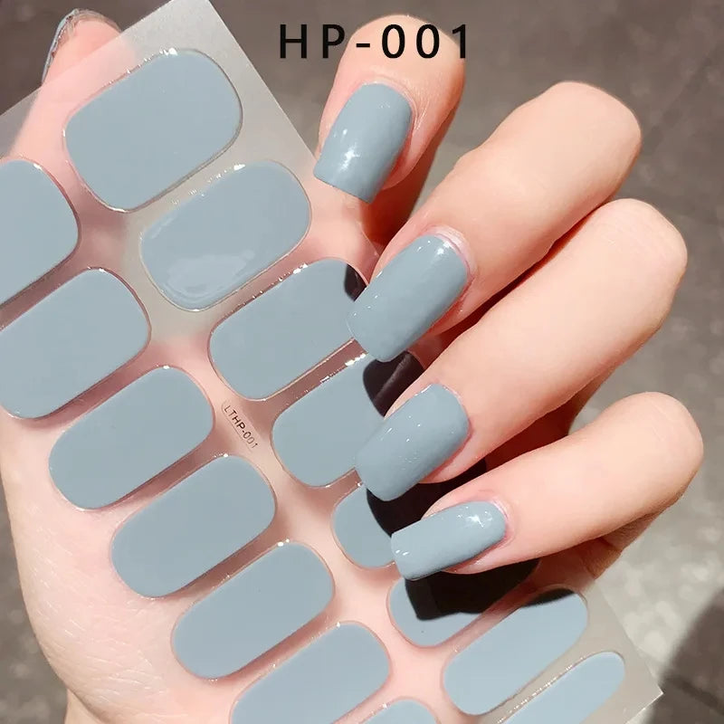 Black White French Gel Nail Wraps Sticker Semi-Cured Glitter Powder French Gel Nail Strips Long-Lasting LED Lamp UV Gel Slider