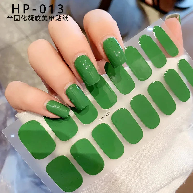Black White French Gel Nail Wraps Sticker Semi-Cured Glitter Powder French Gel Nail Strips Long-Lasting LED Lamp UV Gel Slider