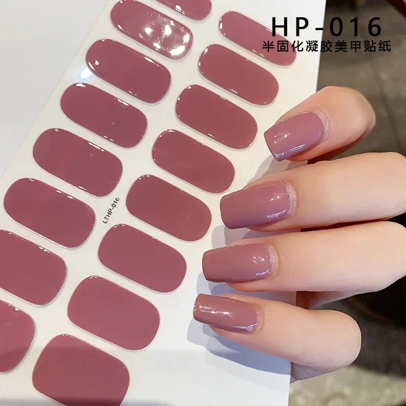 Black White French Gel Nail Wraps Sticker Semi-Cured Glitter Powder French Gel Nail Strips Long-Lasting LED Lamp UV Gel Slider