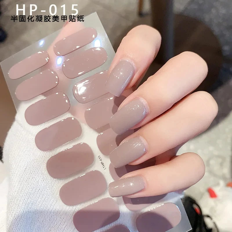 Black White French Gel Nail Wraps Sticker Semi-Cured Glitter Powder French Gel Nail Strips Long-Lasting LED Lamp UV Gel Slider
